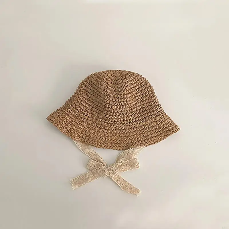 K8GF قبعة أطفال عصرية صيفية مجوفة للسفر والشاطئ يمكن ضبط حزام الذقن