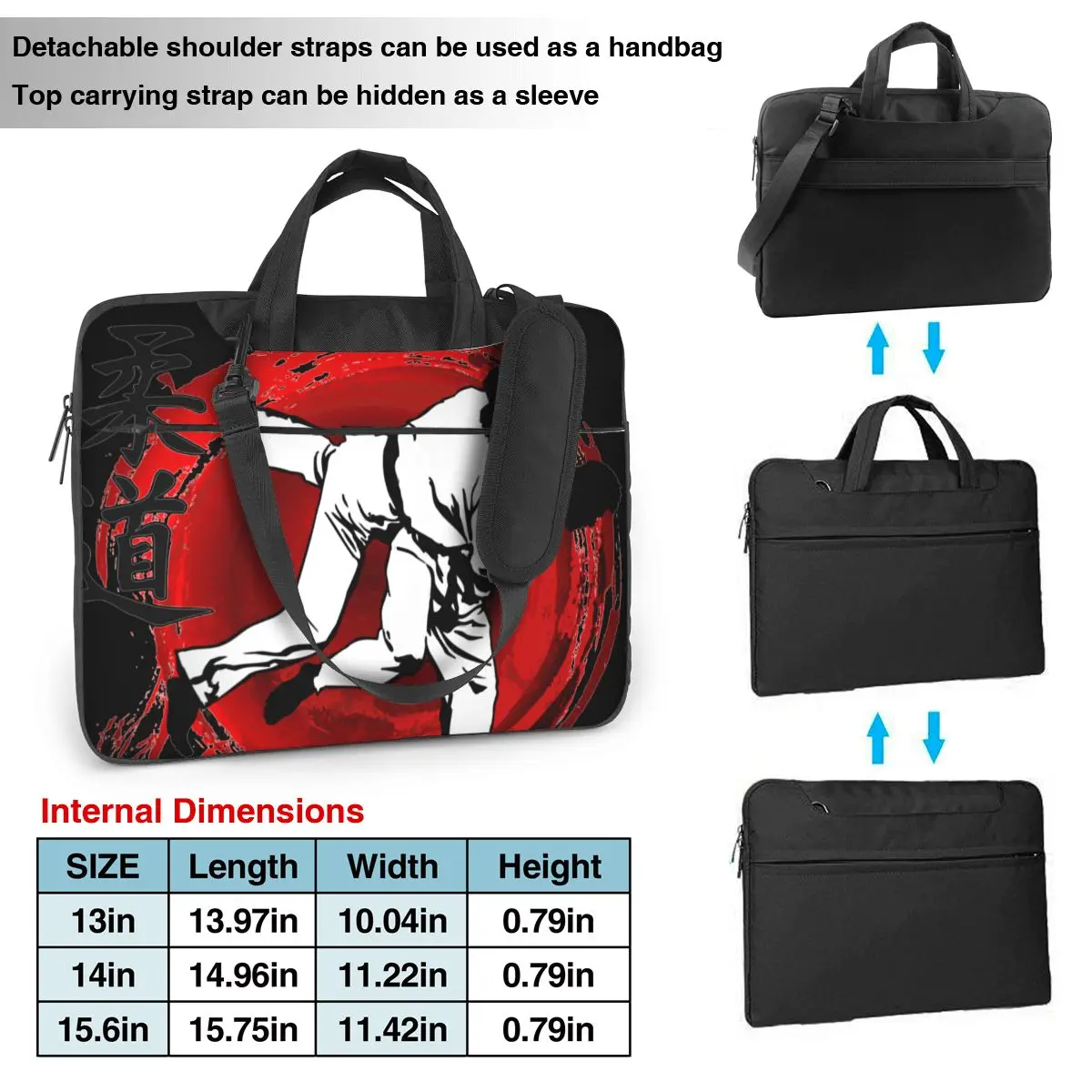 Imagem -02 - Judo Bolsa para Laptop Esportes Competitivos à Prova Dágua Bolsa para Notebook 13 14 15 Kawaii para Macbook Air Pro Asus Capa de Computador