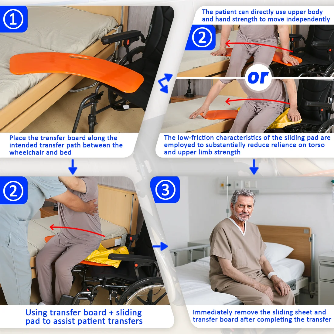 

Ehucon Stability Patient Transfer Board Thickened Elderly Transfer Waterproof Sliding Transfer Board Easy Carrying SWL 330lbs