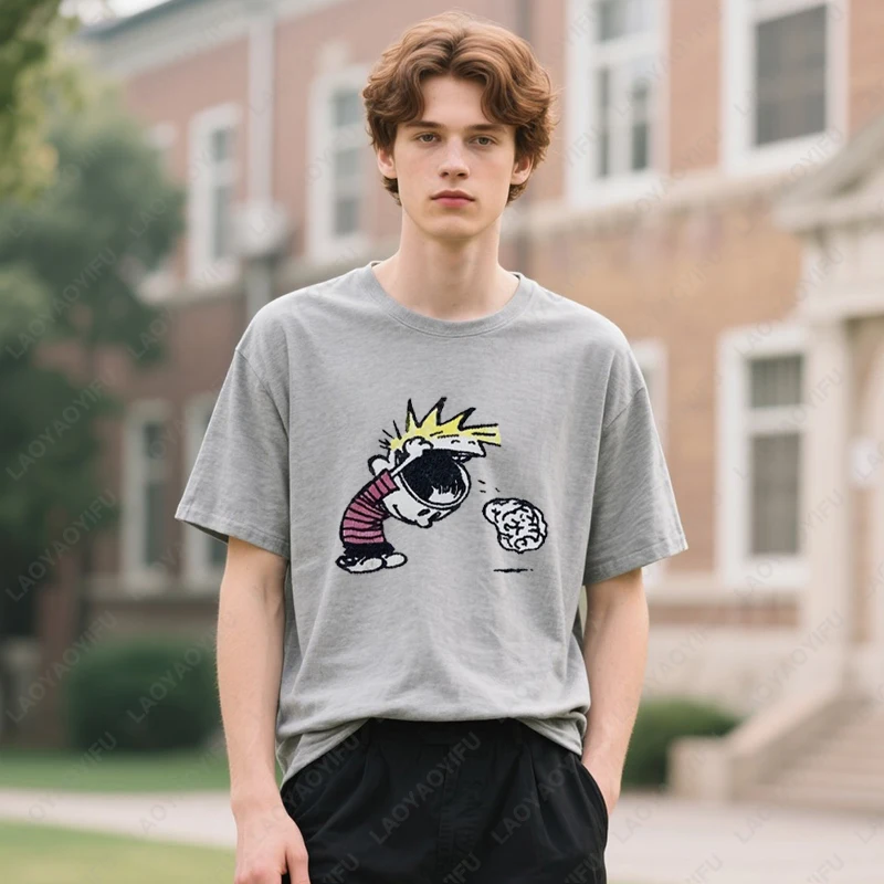 Calvin and Hobbes Unisex TShirt Vintage 90’S Cotton Men Women Crewneck Casual Fashion Trending Clothing Funny Cute Novelty Tops