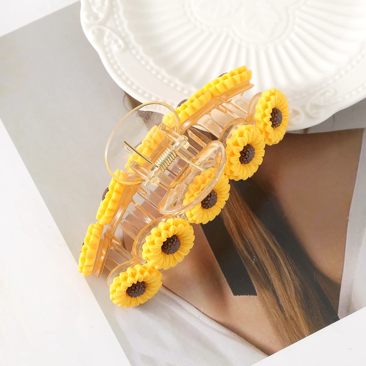 Sun Flower Hair Claw Mother\'s Day Gift Hairpin Hair Crab For Women Summer Fashion Ponytail Hairpin Hair Crab Hair Accessories