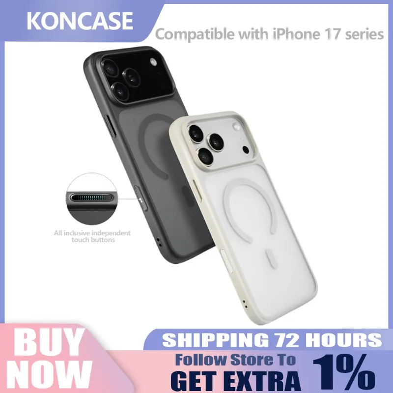 

Магнитный приятный для кожи чехол для телефона KONCASE с сенсорным управлением, независимая кнопка AI, подходит для IPhone 17 Pro/17 Promax/17 Air