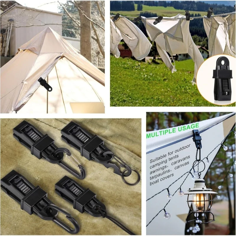 10pcs Outdoor Tent Fixing Clip Multifunctional Rain Cloth Canopy Windproof Fixing Clip Wind Rope Buckle Sunshade Net Accessories