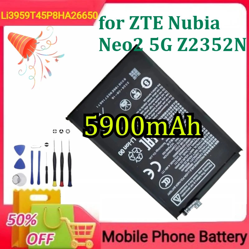 

Li3959T45P8HA26650 for ZTE Nubia Neo2 5G Z2352N Mobile Phone Battery New 5900mAh+tools
