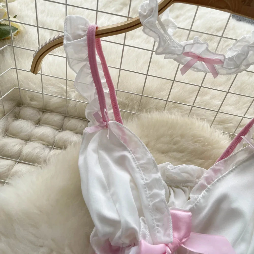 بدلة جسم نسائية برقبة على شكل حرف V عميقة ، ملابس نوم مجوفة عارية الظهر ، بيجامات حلوة ، سروال مثير وحسي ، بذلة مثيرة #4