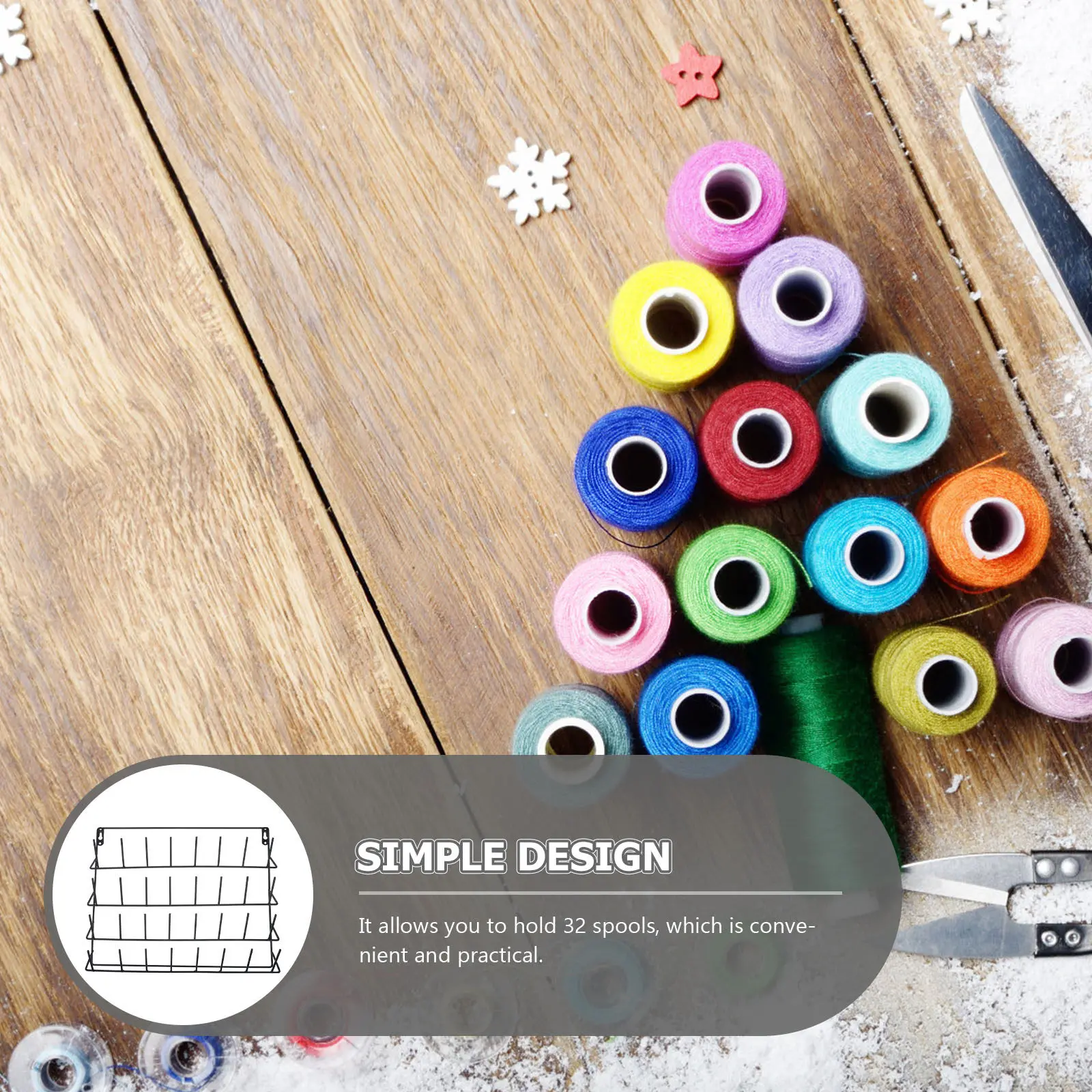 

Household Thread Organizer Iron Sturdy Wall Mounted Thread Rack 32 Spools Convenient Sewing Holder Household Braiding Rack