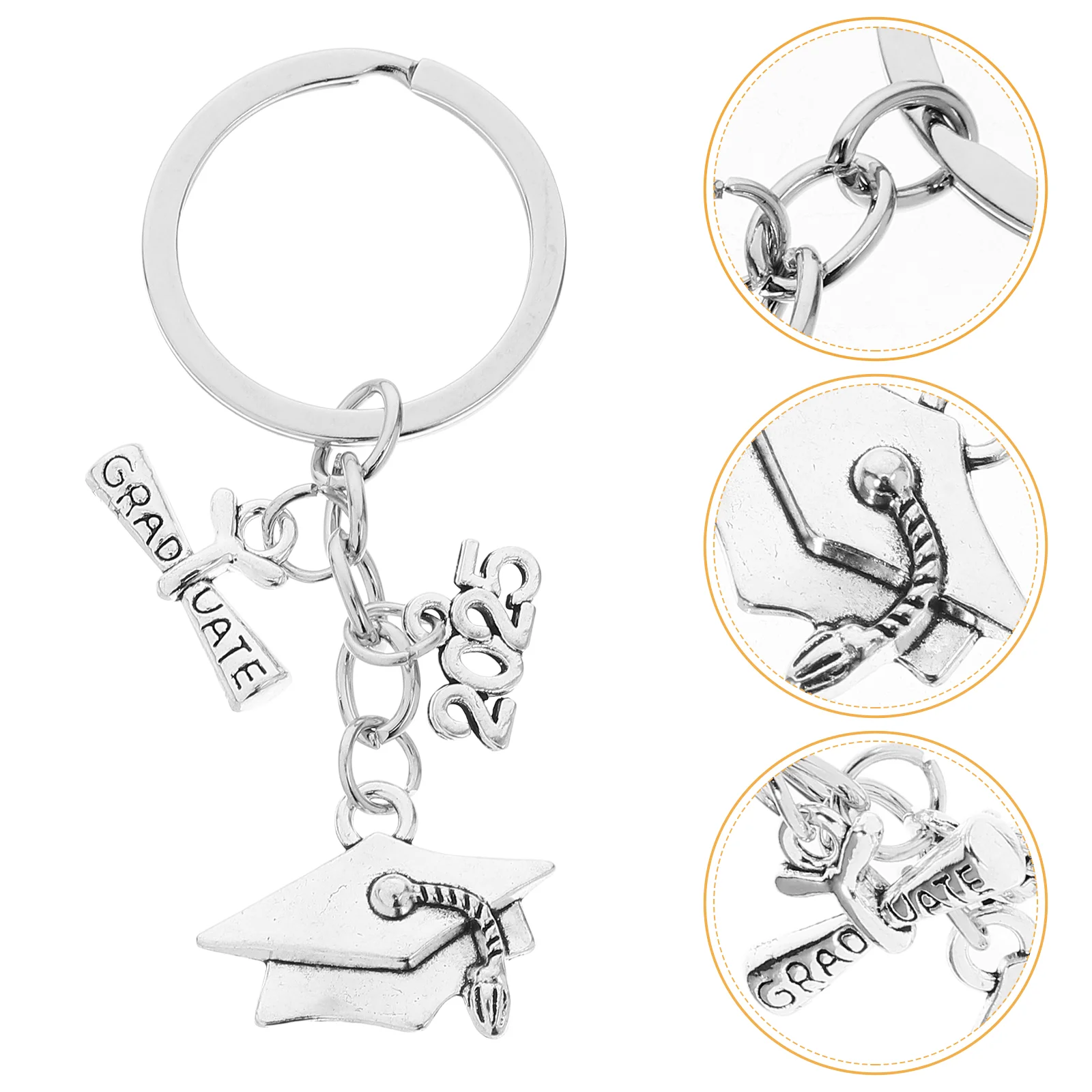 

6Pcs Graduation Cap Keychain 2025 Graduation Present For Students Key Ring Inspirational Key Ring For Bag Backpack Or Car Silver