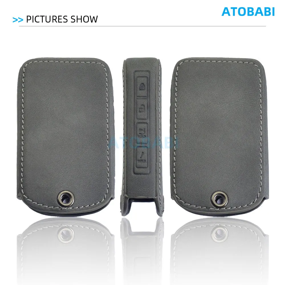 رمادي الجلود غطاء مفتاح السيارة حقيبة لمازدا 3 6 CX-5 CX-9 MX-5 مياتا CX-90 CX-50 CX-30 2023 2024 2025 الذكية عن بعد Fobs شل #3