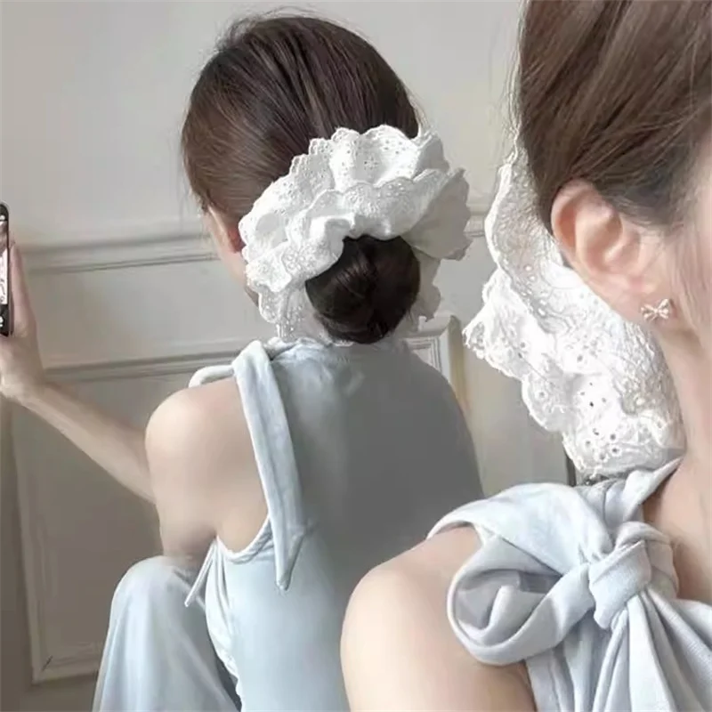 

Oversize Women Lace Scrunchies Elastic Hair Bands Ponytail Holder Tie Hair Hoop Scrunchy Rubber Band Women Hair Accessories 18cm