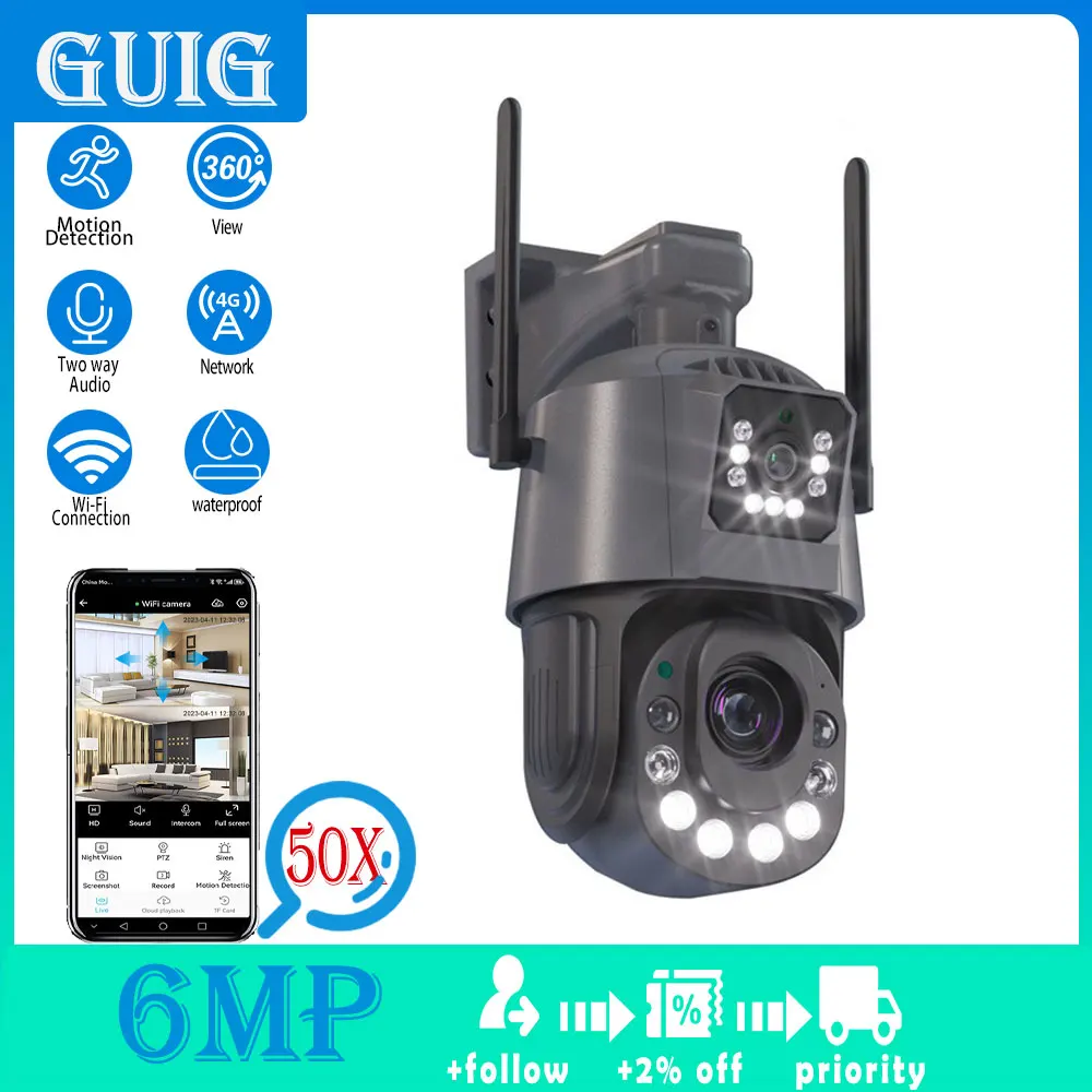 

6K 4G/WiFi 50x zoom dual camera indoor and outdoor security protection mobile body detection outdoor IP CCTV monitoring