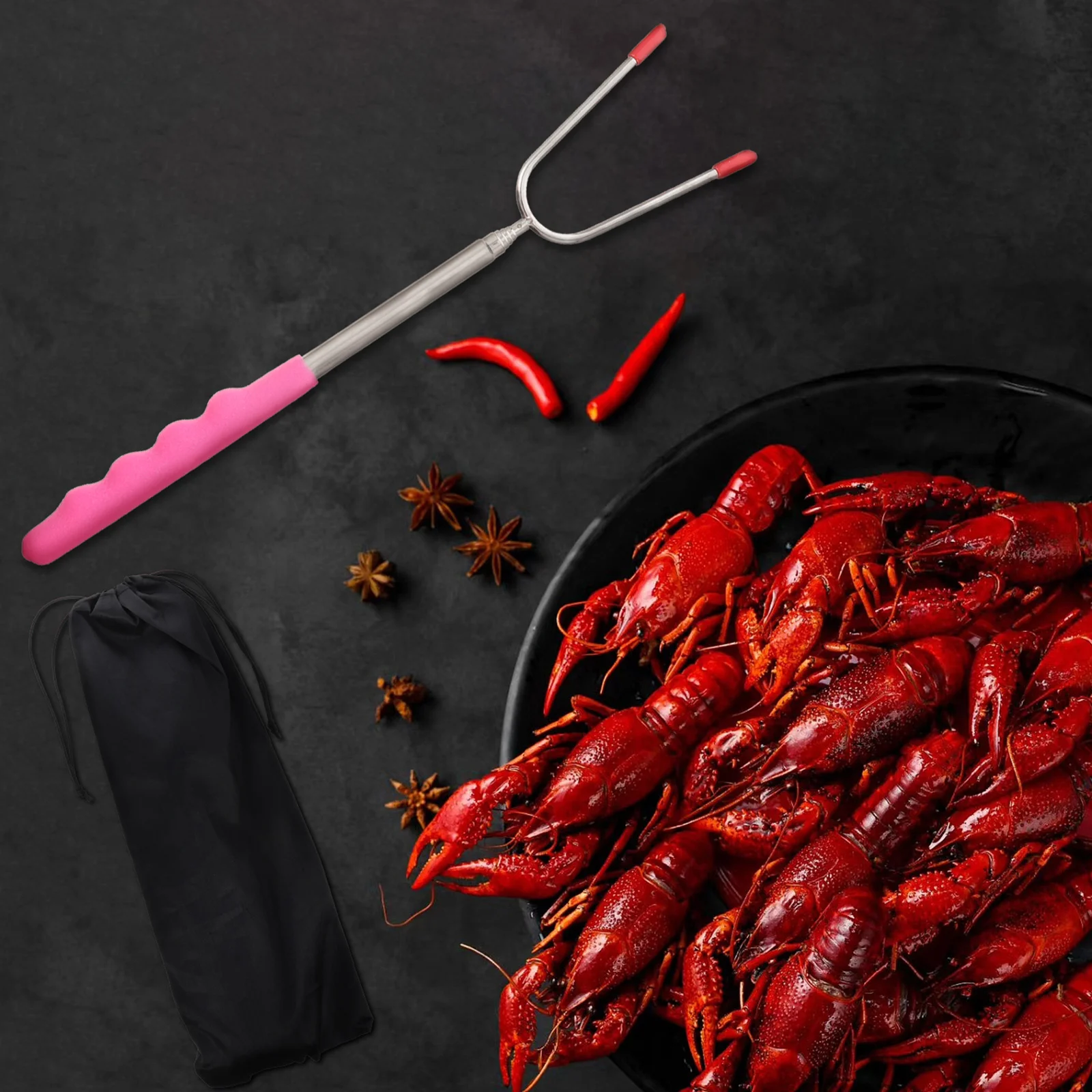 

1 set 1 Set Stainless Steel Bbq Forks Extendable Grilling Skewer For Barbecue Tools Roasting Sticks Camping Cookware