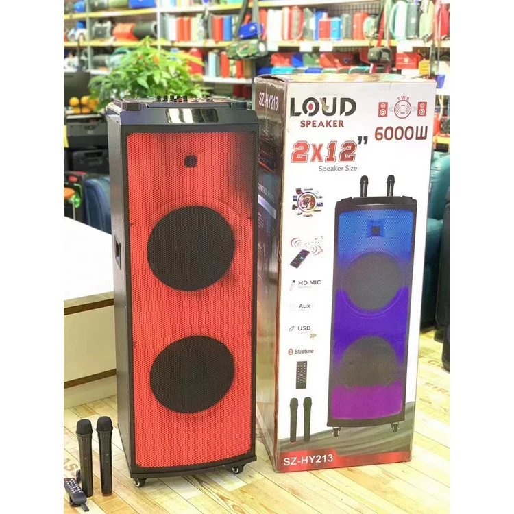 Best Sell High Quality Wireless Colorful Light Speaker Portable Surround Sound Wireless Bass Speakers With 2 Mic