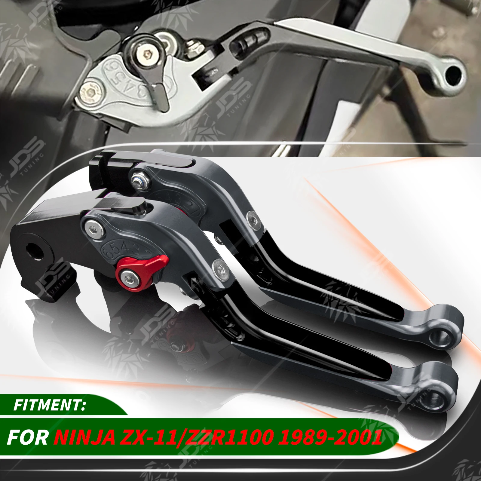 

JDSTUNING Для Kawasaki NINJA ZX11/ZZR1100 1989-2001: Комплект регулируемых складных рычагов сцепления и тормоза, аксессуары