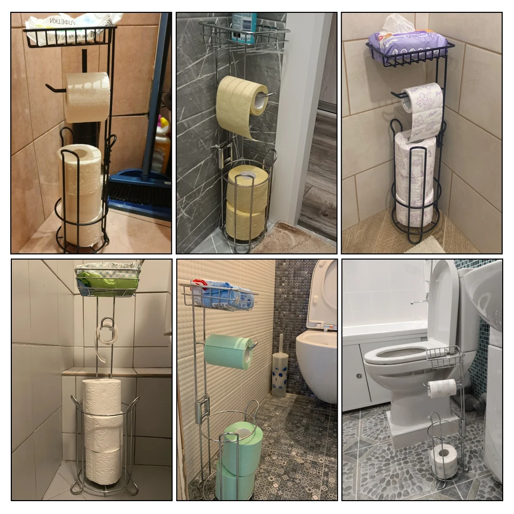Roestvrij staal multifunctionele opbergplank Toiletrolhouder Badkamerpapierrol Verticale opbergmand voor telefoonweefsel
