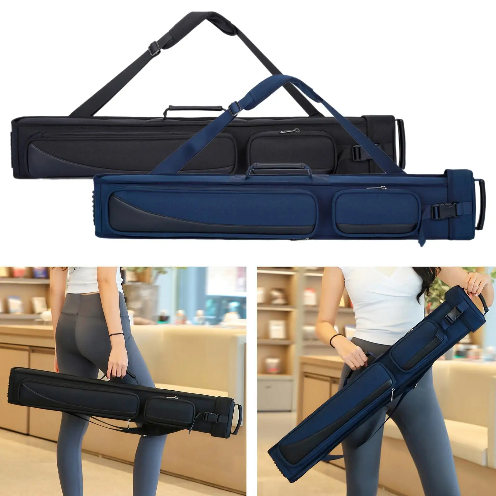 

Cue Stick Carrying Case Easy to Carry & Store with Multi-pockets Waterproof Wear Resistant Crossbody Bag for 7x Cues Men Women