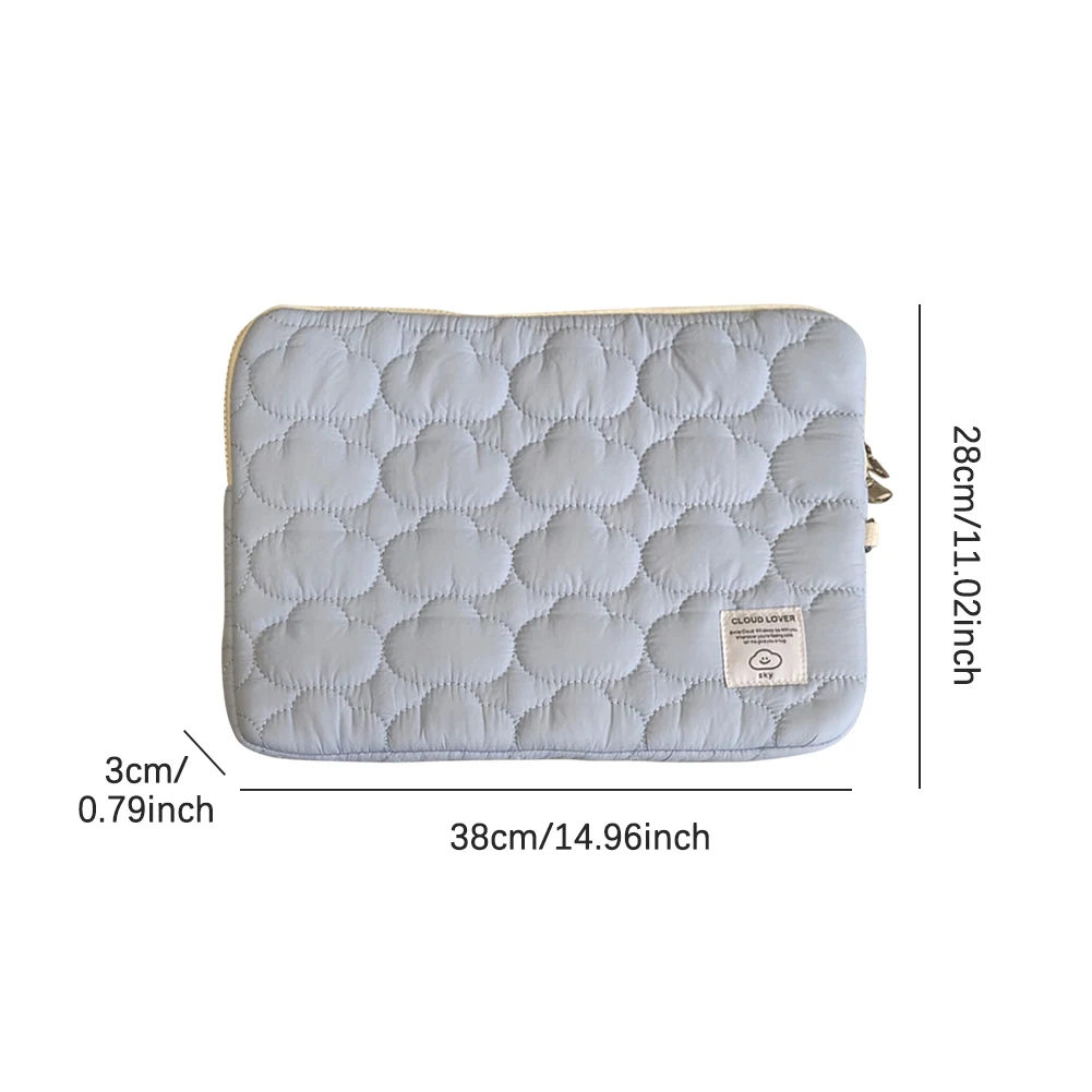 Bufiasty pokrowiec na laptopa dla kobiet haft w chmurze śliczny pokrowiec na komputer pikowany pokrowiec na notebooka kompatybilny z notatnikiem 11-15 cali