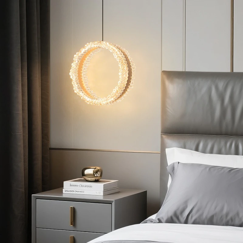 Modern Novelty Lighting Ring Icicle Acrylic Chandelier Living Room Sofa Side Led Decoration Luxury High-End Bedroom Hanging Lamp