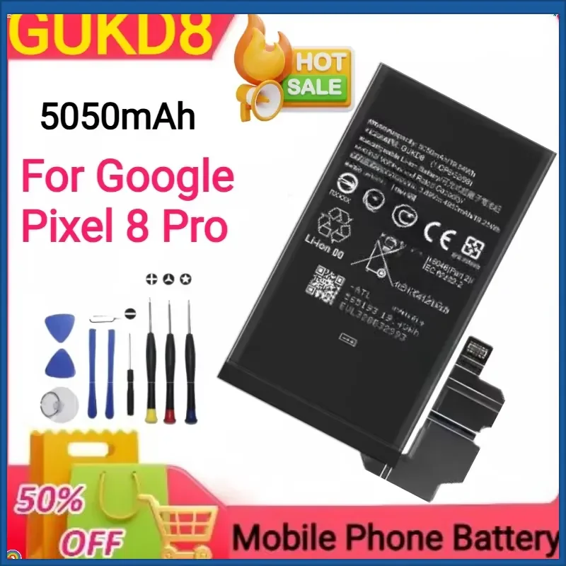 4575mAh GS35E 5050mAh GUKD8 5050mAh for Htc for Google Pixel 8 GUKD8 for Google Pixel 8 Pro Mobile Phone Batteries +Tools