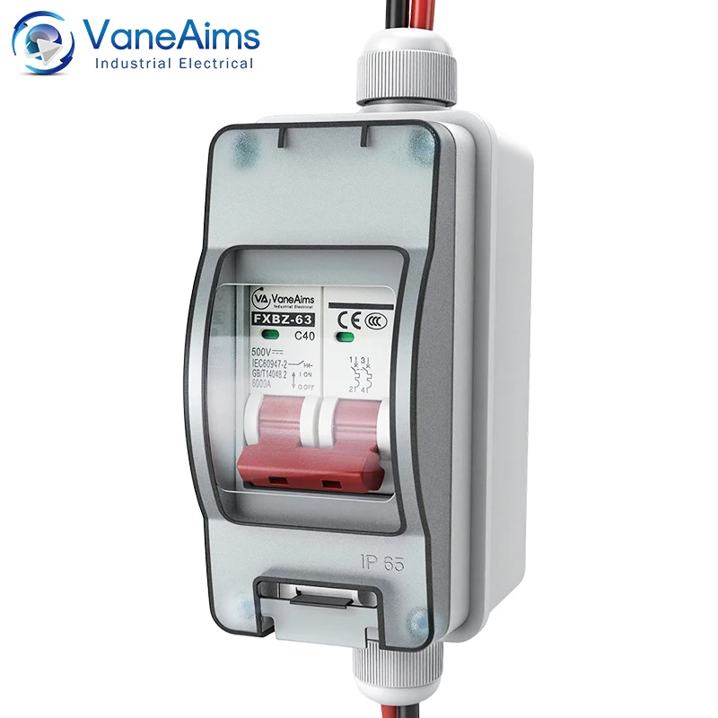 ‌Solar Disconnect Switch Box MCB Mini Circuit Breaker DC500V PV Distribution Box IP65 Waterproof HT-2 Photovoltaic Combiner Box