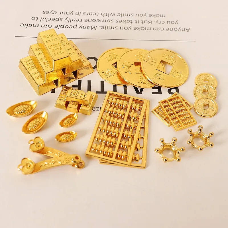 Dollhouse Copper Coin Gold Dollar Mini Simulation Gold Bullion Model Ob11 Food Play Miniature Home Decor Doll Accessories Crafts