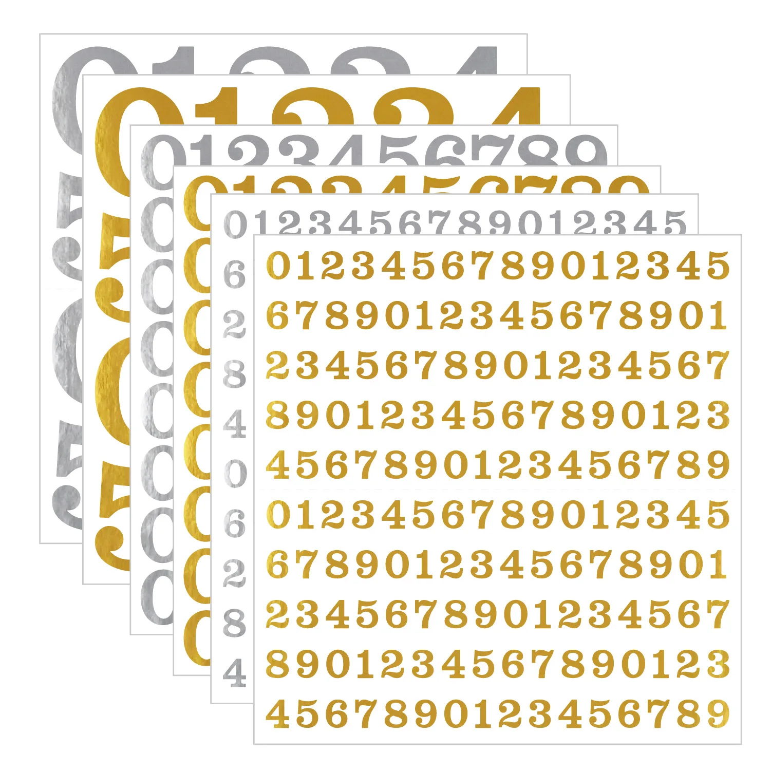 0.5-2 Inch Gold Foil Number Stickers Waterproof Self Adhesive Vinyl Decals for Mailbox Crafts Address Labeling