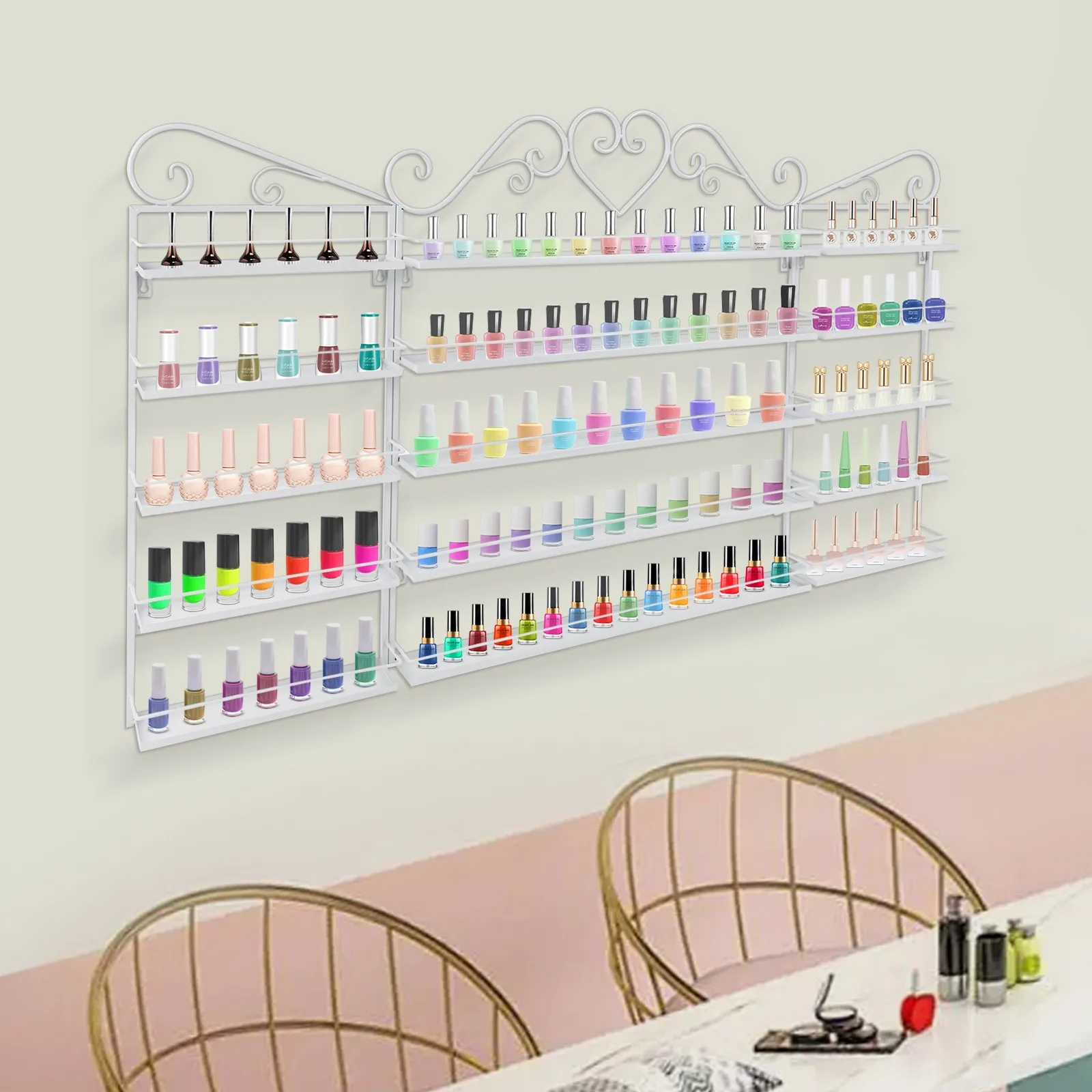 5-poziomowy organizer na lakiery do paznokci, ścienny regał do przechowywania lakierów do paznokci do salonu kosmetycznego