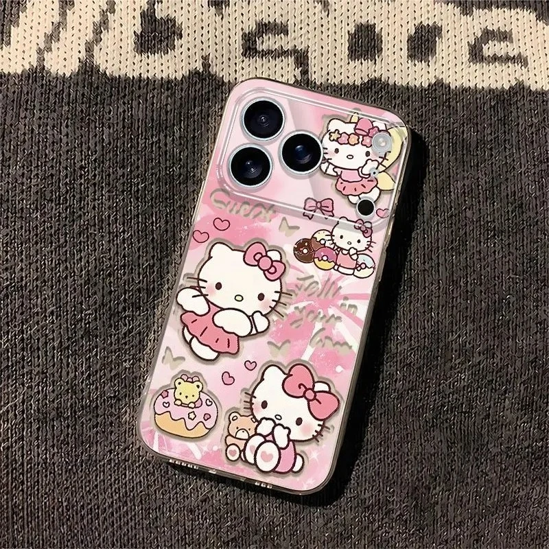 

Hello Kitty Pink Phone Case for IPhone 17 Pro Max 17 Air 16 Pro Shockproof Case for IPhone 15 Pro 14 Apple 13 Kawaii KT Cat Case