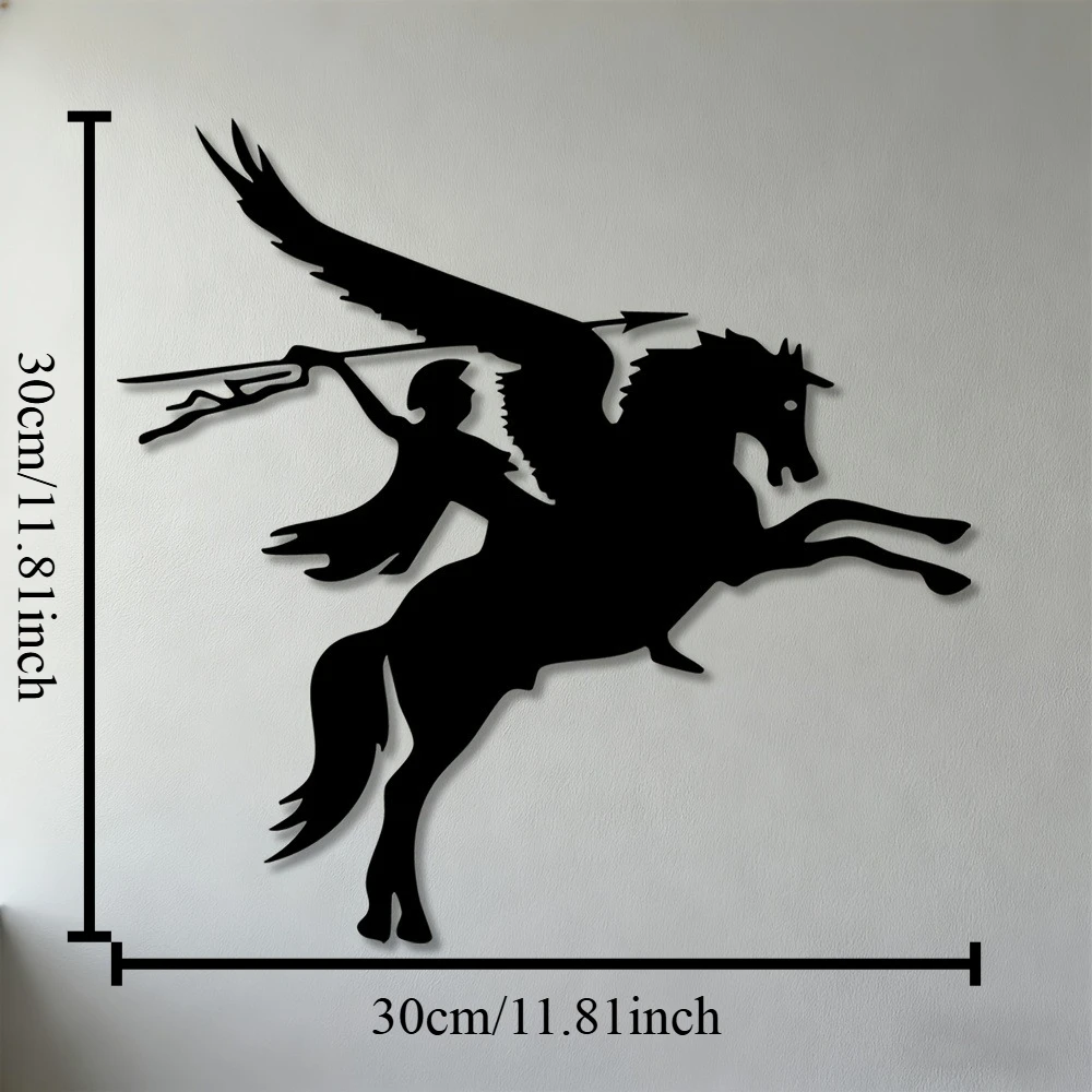 CIFBUY Wrought Iron Wall Art Horse Warrior Decor, Handcrafted Metal Sculpture, Living Room Bedroom Office Home Hanging