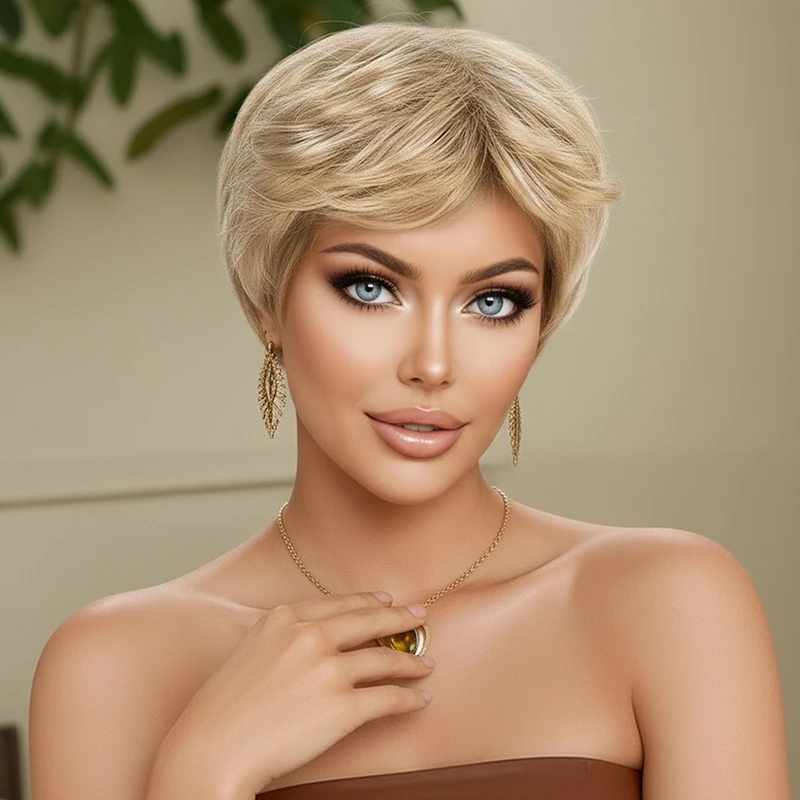 High-end fashionable and fluffy short wigs for European and American ladies Synthetic fiber wig