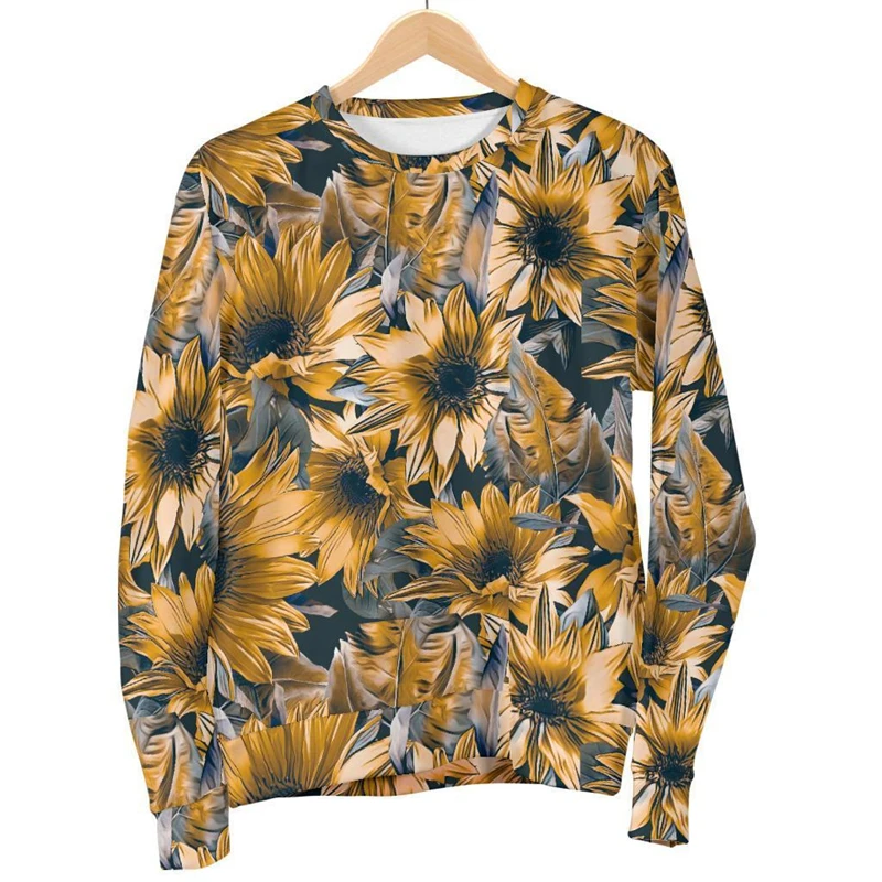 Jerséis con estampado de hojas 3D hawaianas para hombre y mujer, ropa divertida con gráfico de plantas, sudaderas de calle, suéter de manga larga para niño, Top