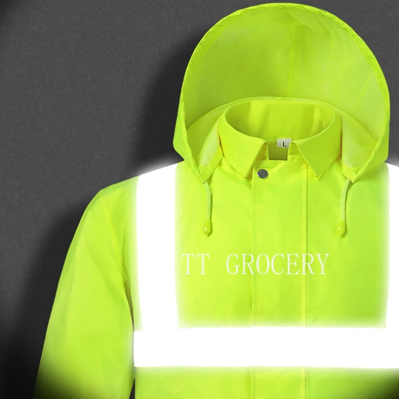 Reflective Rainwear Set High-Vis Waterproof Windproof Safety-Enhanced for Traffic Work Moto/E-Bike Riding  Outdoor Activities