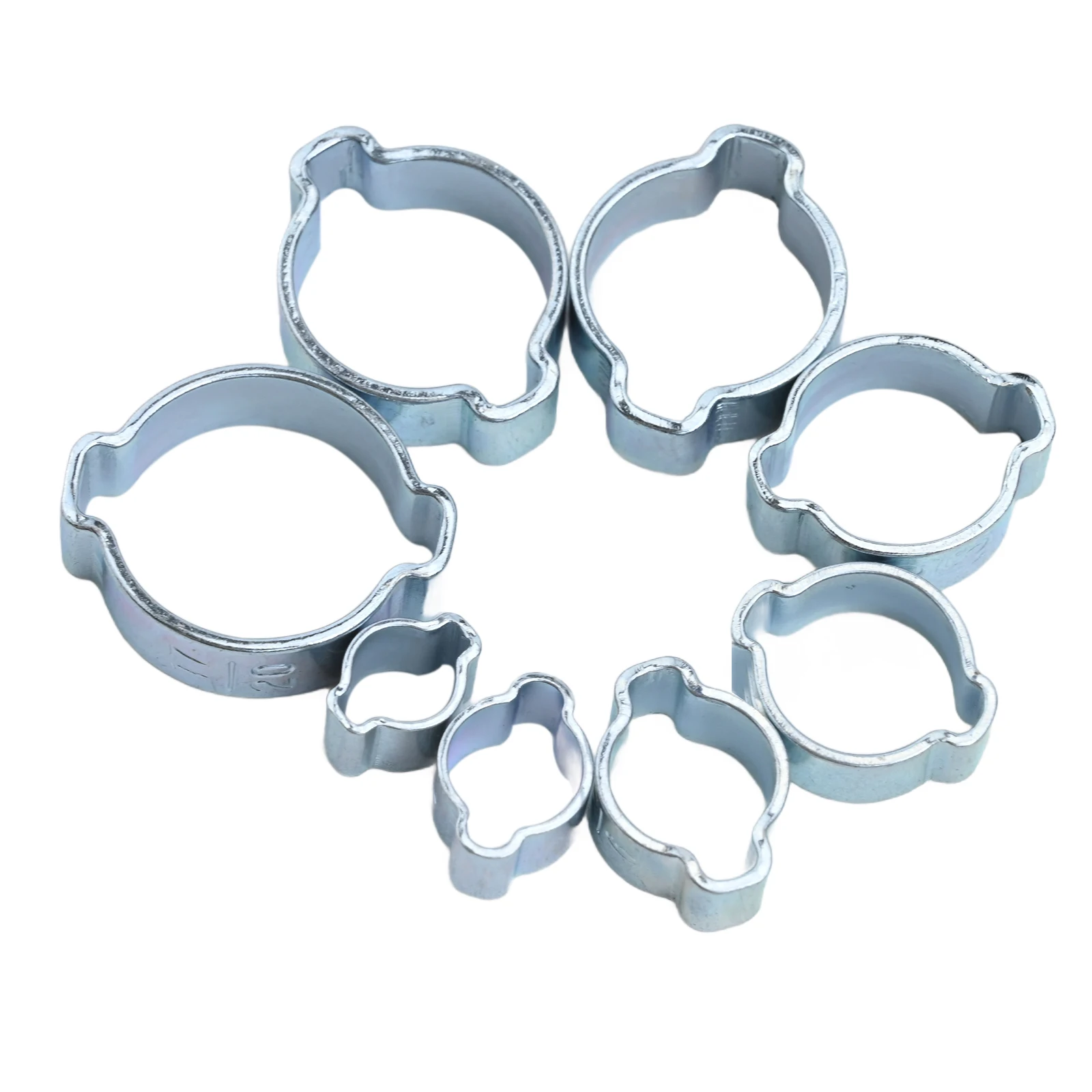 80PCS Double Ear Clamp O Clip Air Silicone Petrol Water Fuel Hose Pipe Stainless Steel Hose Clamps Cinch Clamp Ring