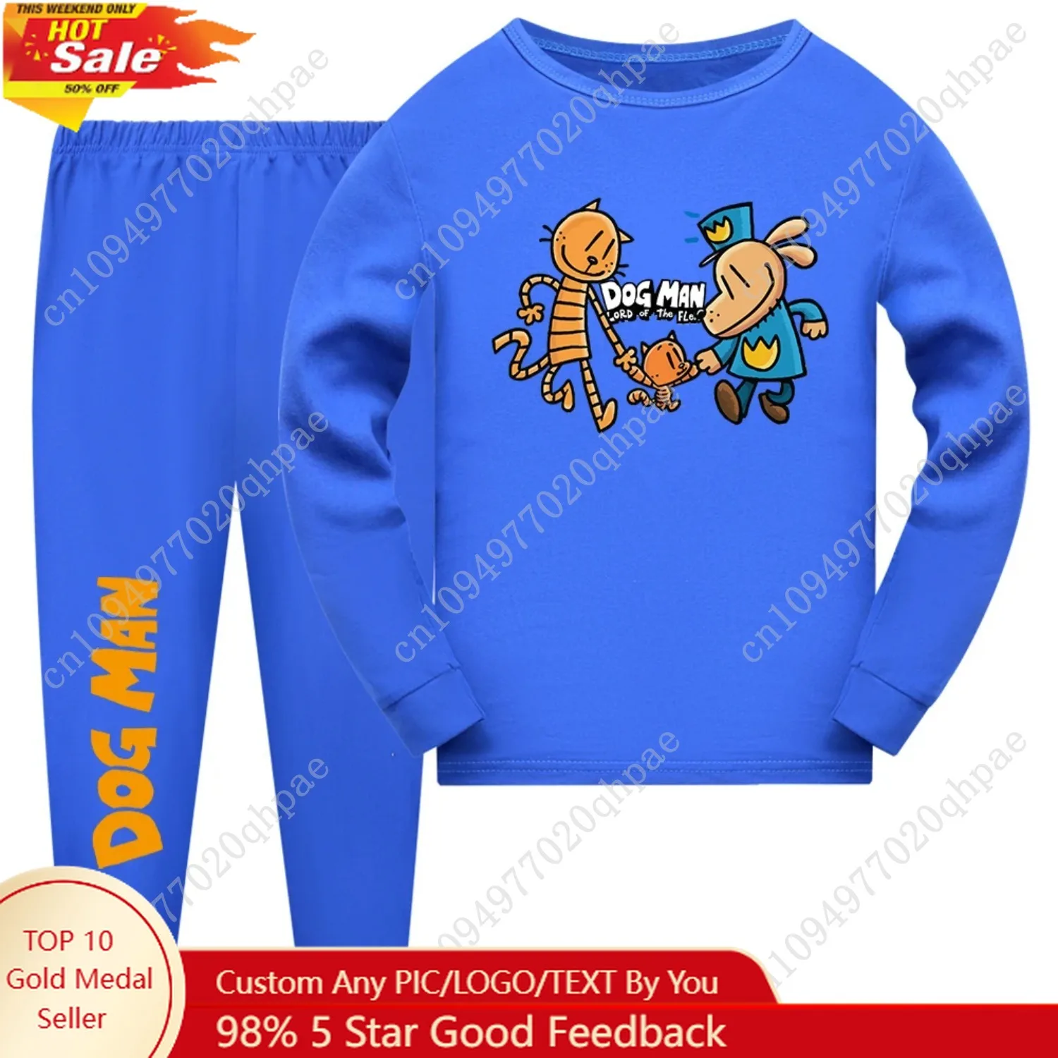 

Dogman Anime Toddler Boy Clothes Spring Pajamas Cotton Long Sleeve T Shirt + Pants Dog Man Costume Girls Casual Sportswear Set
