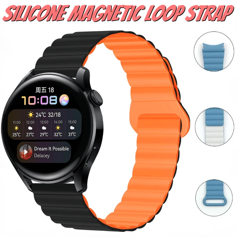 

Silicone Loop Strap For Samsung Galaxy watch 4/5/6/7 40mm/44mm 5 Pro 45mm Magnetic Bracelet for Watch 4/6 Classic 47mm 43mm band