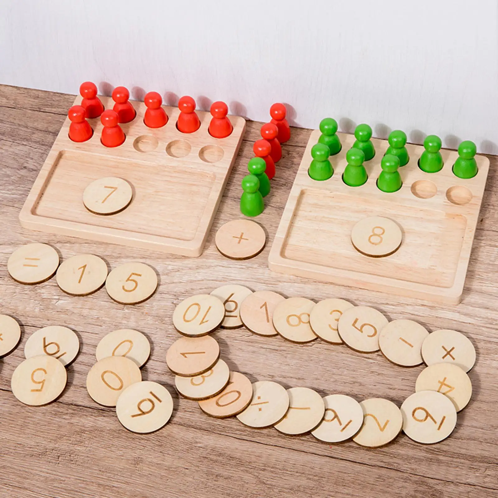 Imagem -04 - Wooden Montessori Mathematical Board For School Kids Brinquedos de Aprendizagem Contagem Adição Subtração Mais Material Educativo