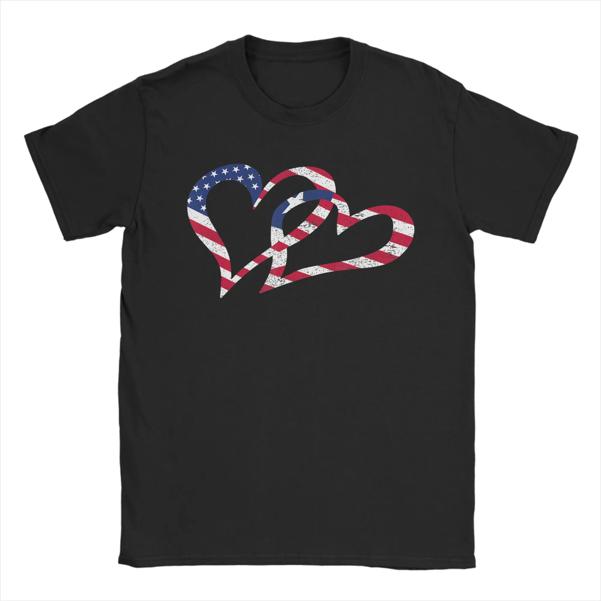 Love Heart Liberia African USA Americans Flag Men's T Shirt Leisure Tees Short Sleeve O Neck T-Shirts Cotton Unique Clothes