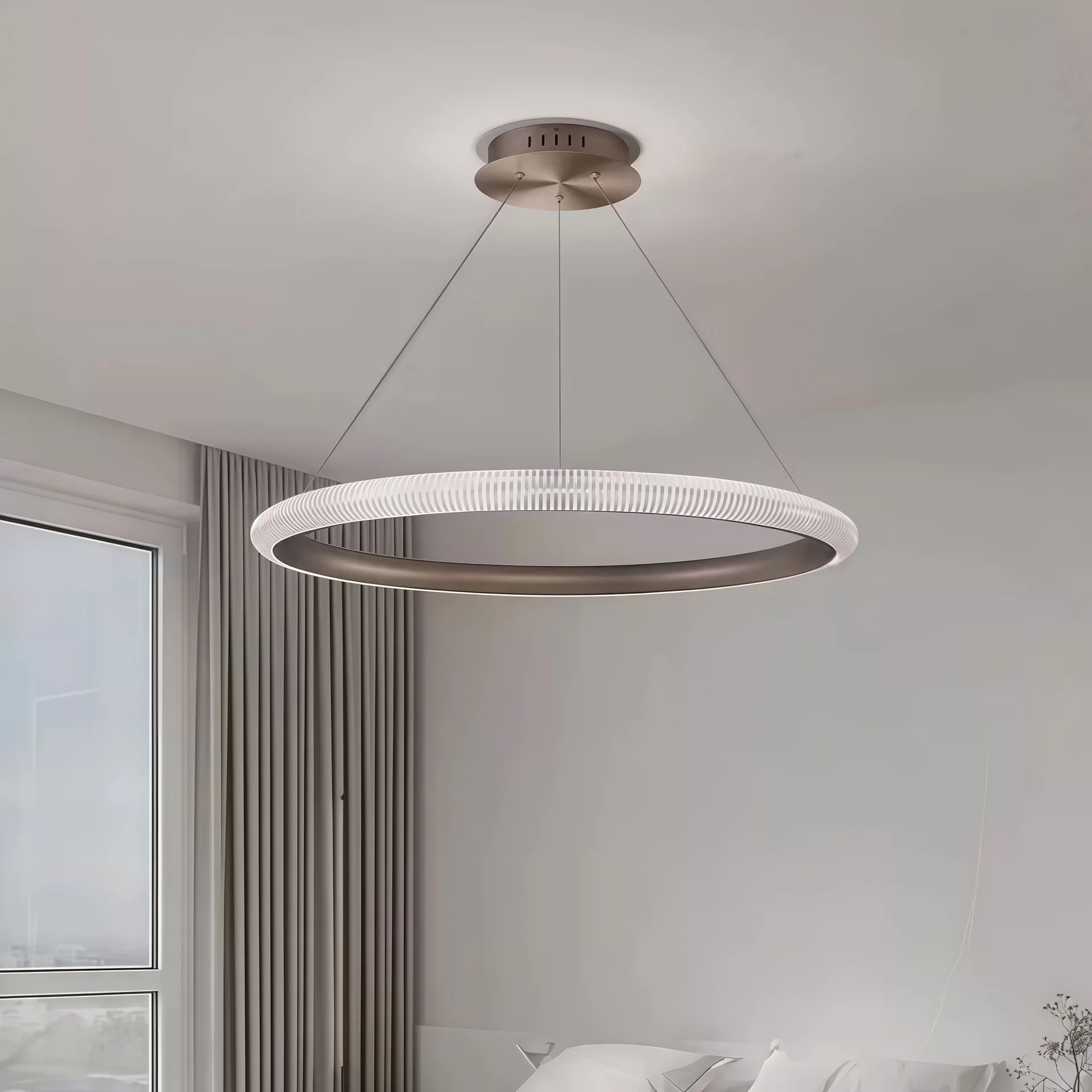 

Living room main Nordic modern luxury creative circular pendant light designer dining room master bedroom hanging line light