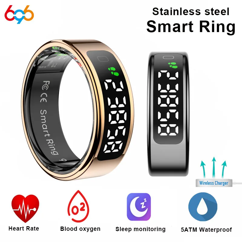 Smart Ring Heart Rate Blood Oxygen Waterproof Sports Multi-functional Display Screen Sleep Monitor Wireless Charging Lovers