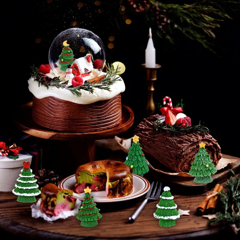 Mini Resin Christmas Tree Miniature Doll Fairy Garden Home Ornament Christmas Micro Landscape Craft Decoration New Year Supplies