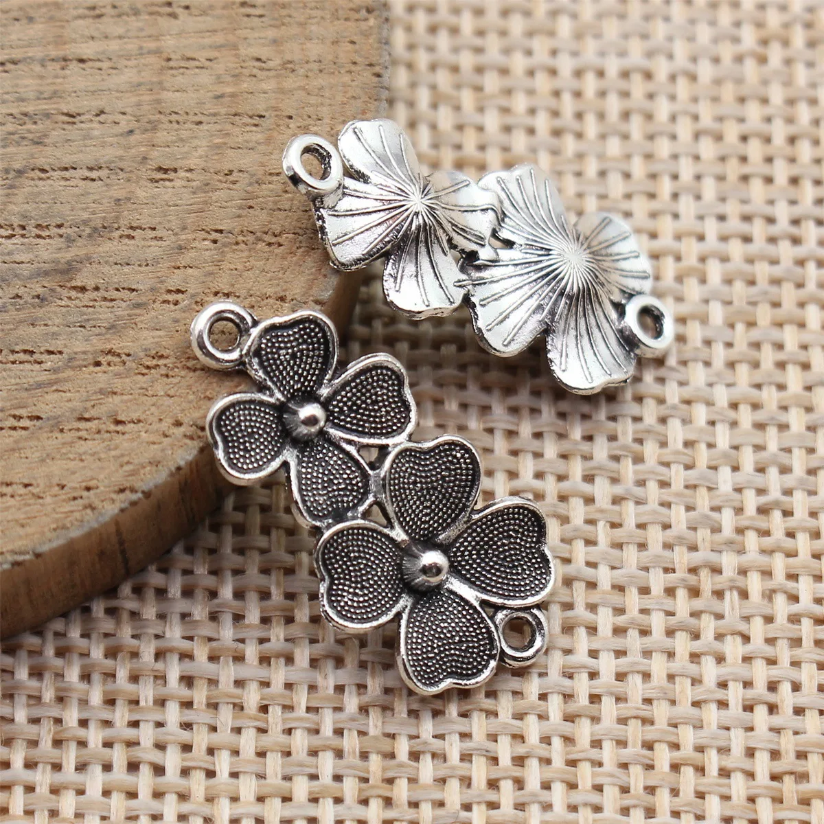 20pcs 26x12mm Antique Silver Color Chinese Style Flower Connector Vintage Jewelry Findings