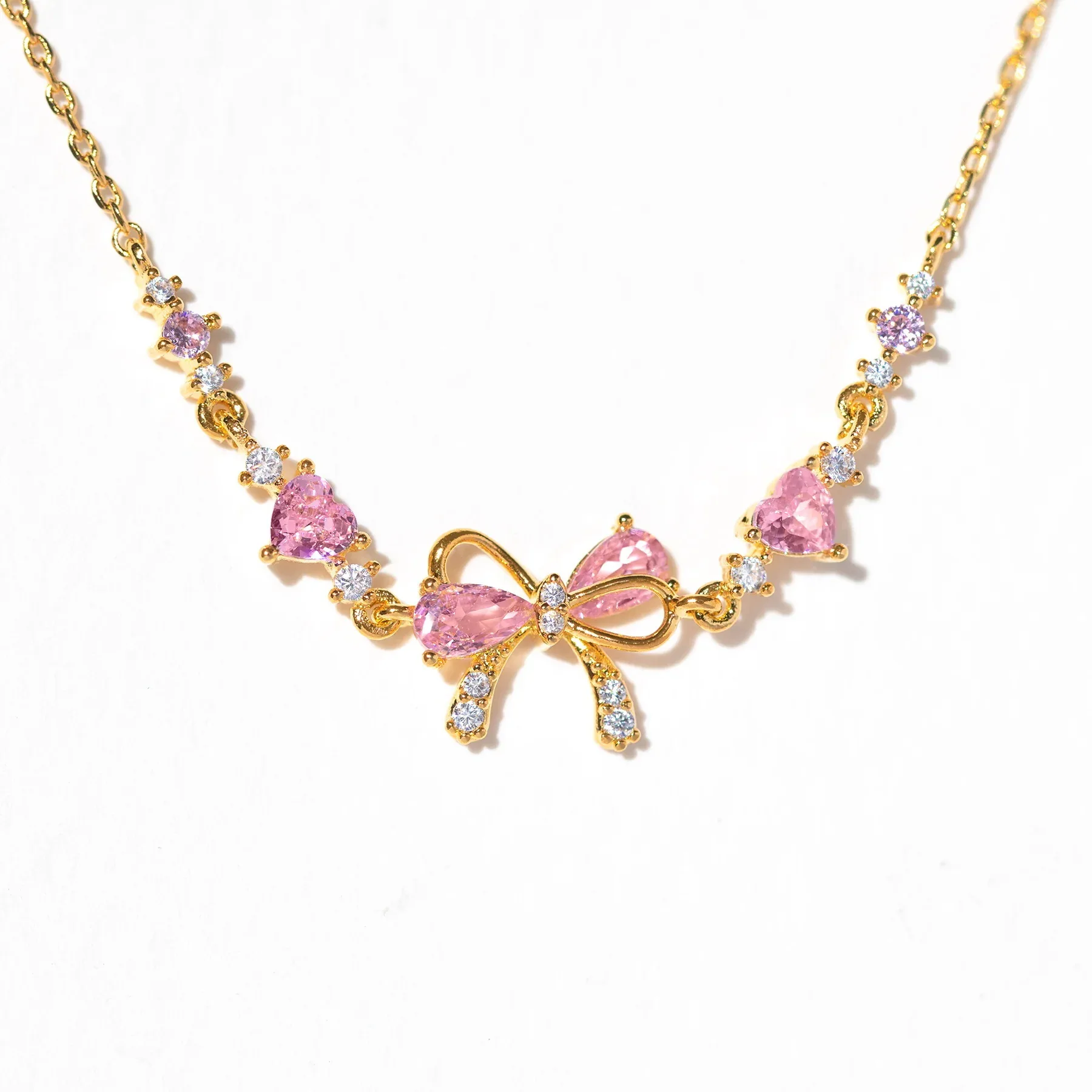 New Luxury Pink Crystal Bowknot Cubic Zirconia Pendant Bracelet Women Blue Butterfly Shiny Rhinestone Bangle Jewelry