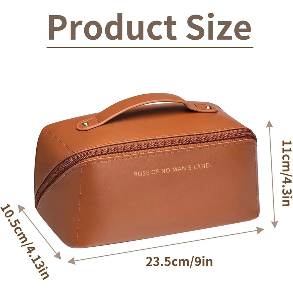 Bolsa cosmética de grande capacidade para mulheres, bolsa portátil de maquiagem PU, lavatório impermeável para banheiro, kit multifuncional de higiene pessoal