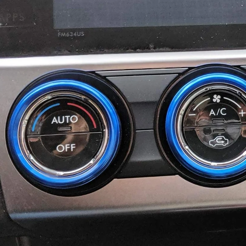 Perilla de Control de aire acondicionado azul, cubiertas de anillo de 3 piezas, Compatible con Subaru WRX, STI, Impreza, Forester, XV Crosstrek