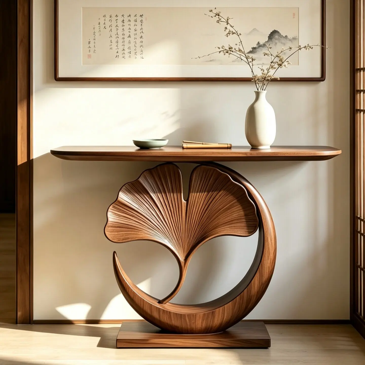Z20-new chinoiserie modern console table song style aesthetic special-shaped end scene table altar table