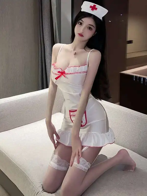 WOMENGAGA الملابس الداخلية مثير الأبيض تانك فستان قصير عارية الذراعين لطيف لينة الساخن جميلة ممرضة موحدة فستان أنيق 2024 جديد الحلو Y7YR