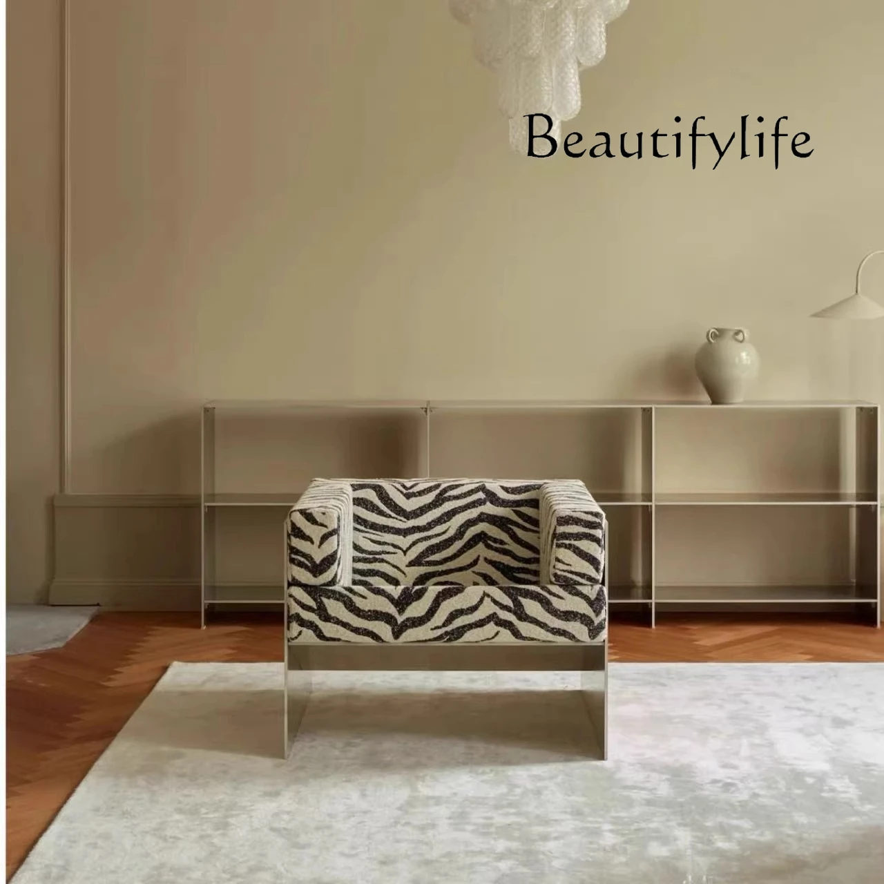 

Nordic light luxury metal sofa chair designer bed and breakfast living room hotel home sofa stool rest leisure chair