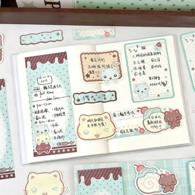 10pcs/lot Kawaii Cat 3 Fold Memo Pad Cute N Times Stationery Label Notepad Bookmark Post School Supplies