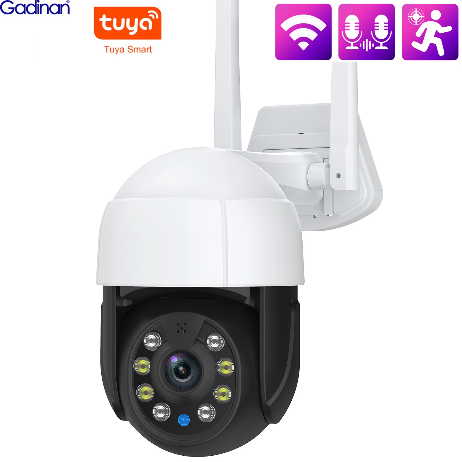 

Gadinan WiFi PTZ Camera AI Automatic Tracking Humanoid Detection IP Camera Two-Way Audio 5MP 3MP Color Night Vision