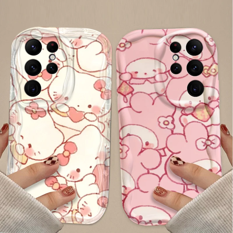 Funda de teléfono con melodía de Hello Kitty de dibujos animados para Samsung Galaxy S25 S24 Ultra S23 S22 S21 S20 Plus FE A56 A36 A26 A17 A07