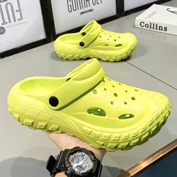 Zapatillas de lujo para hombre y mujer, sandalias de verano, zuecos de diseñador, toboganes de playa al aire libre, suela gruesa Eva